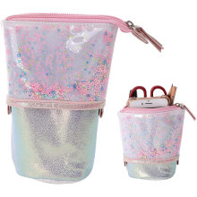 2021 New glitter quicksand style star  Pencil case Clear Jelly custom pencil bag holographic pencil case